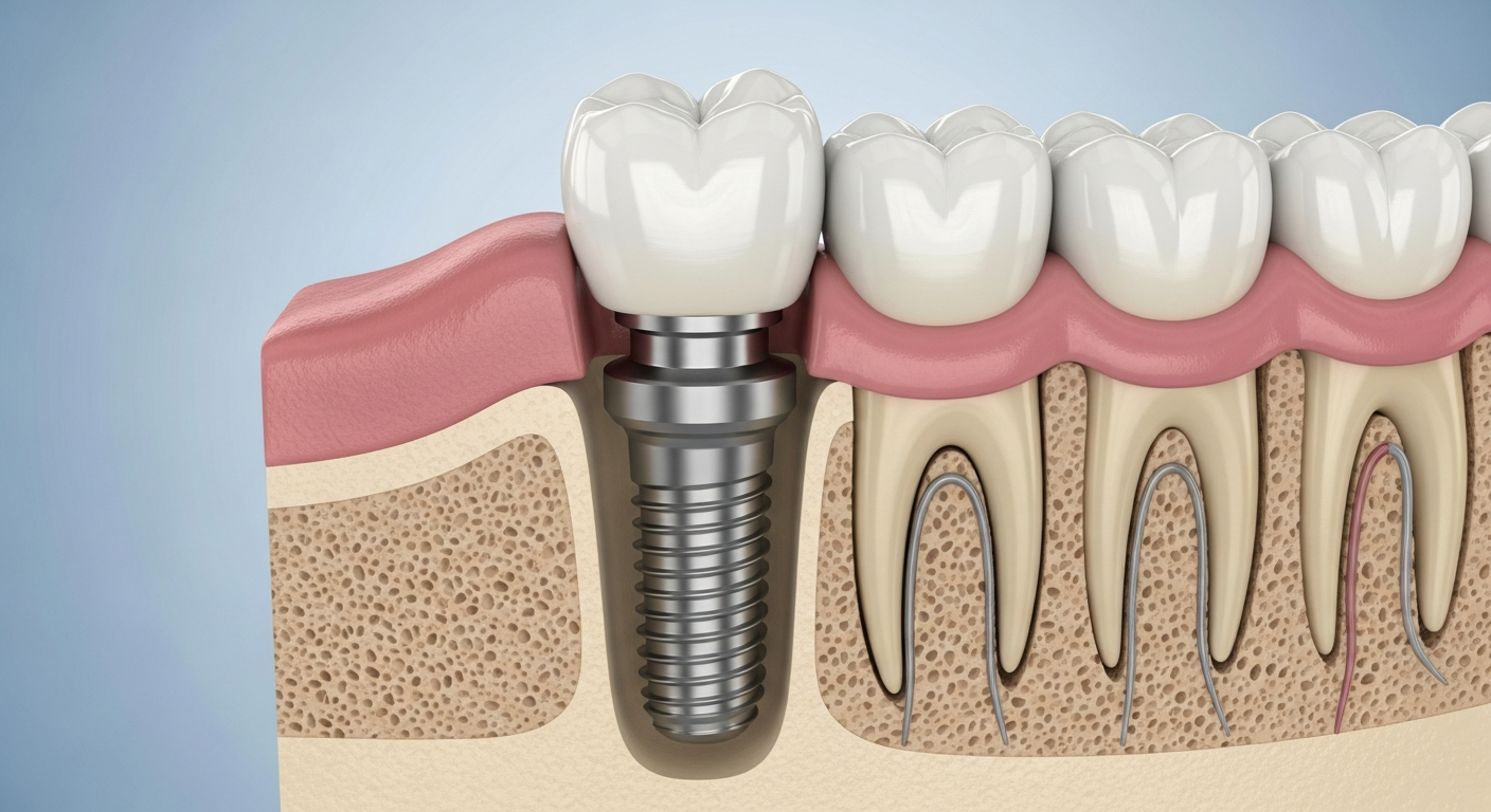 Querschnitt eines Implantats im Kieferknochen